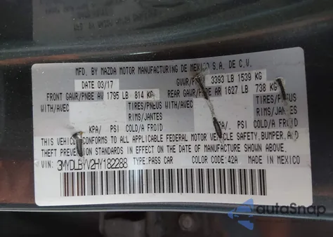 2017 Toyota Yaris Ia из США, поврежденный, VIN 3MYDLBYV2HY182288